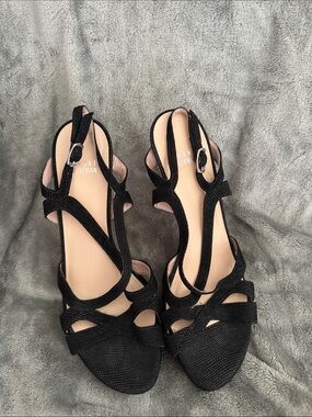 Stuart Weitzman Black Strappy Cutout High-Heel Sandals